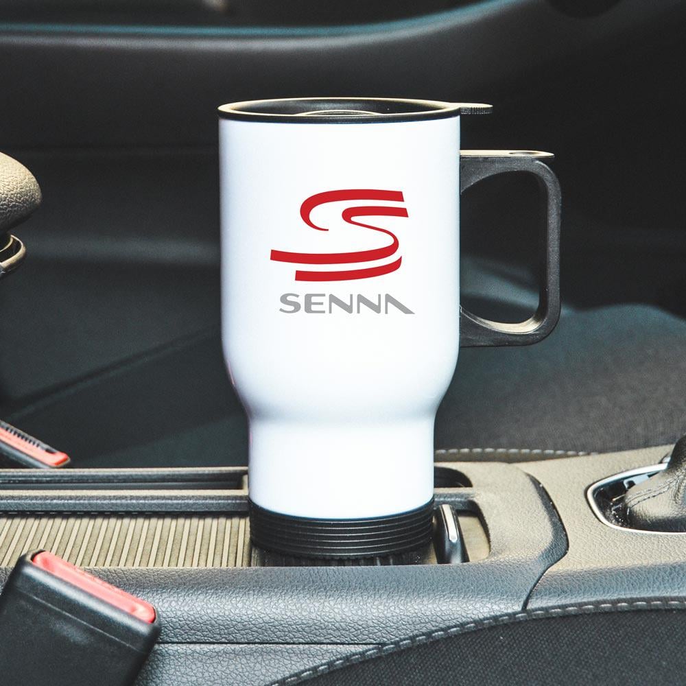 Термокружка автомобильная с логотипом Айртона Сенны 450 мл Белый (26136767)