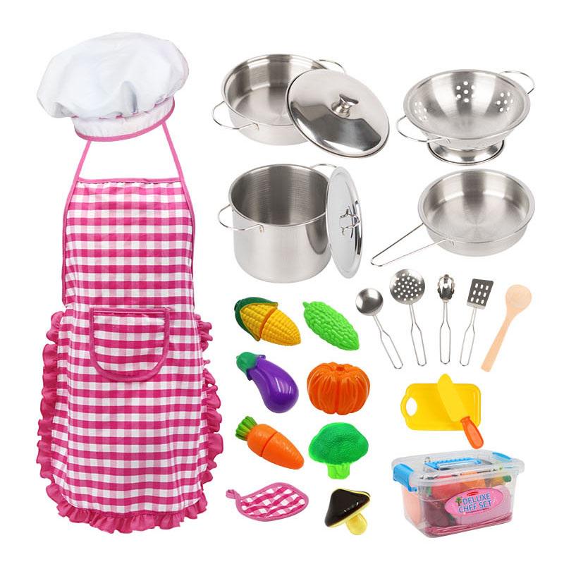 Детский кухонный игровой набор Deluxe Chef Set с фартуком/металлической посудой/аксессуарами 23 шт.