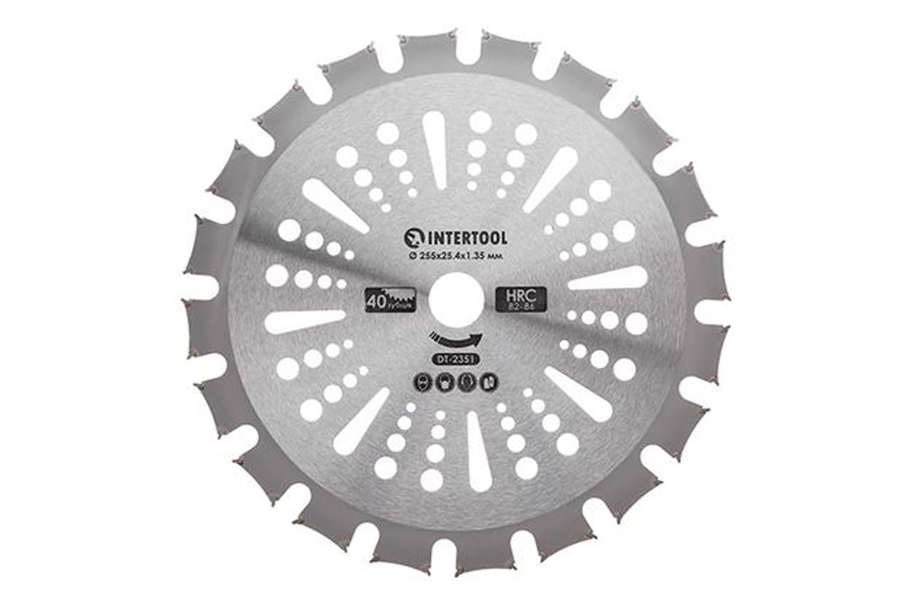 Диск для тримера Intertool побідитовий двосторонній 255 мм x 40Т (DT-2351)