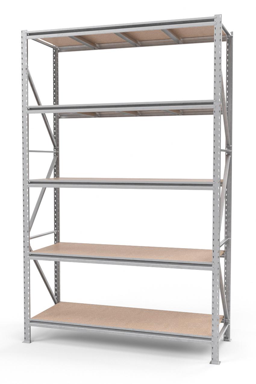 Стеллаж металлический оцинкованный SN 5 полок из шлифованного ДСП 2500х2100х500 мм