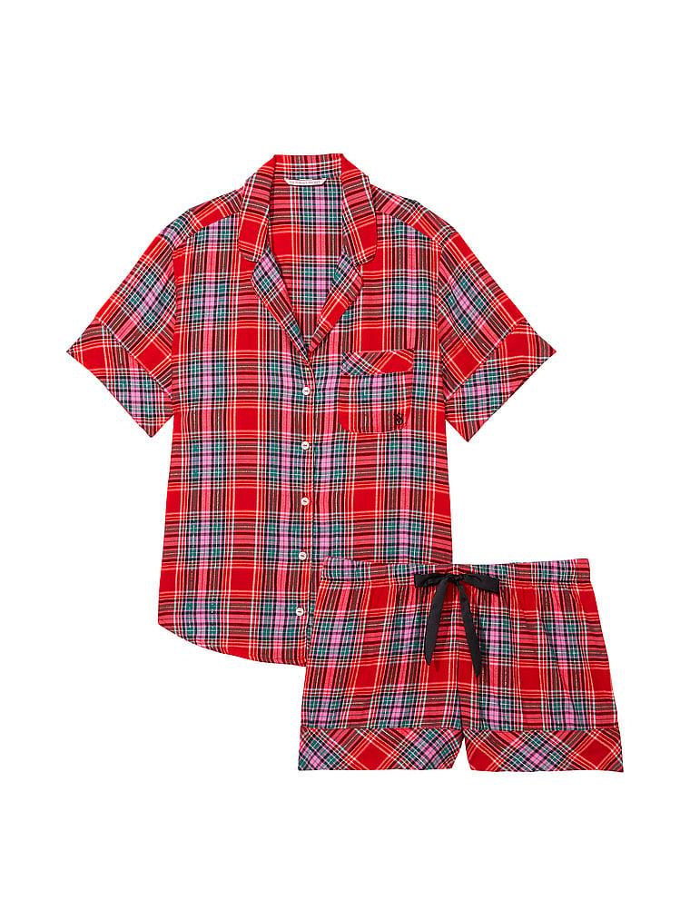 Женская пижама Victoria's Secret Flannel Short Pajama Set XS Красный (2122483836) - фото 3