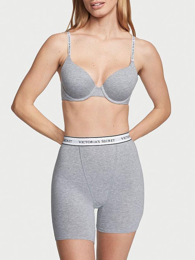 Трусики хлопковые шортики Victoria's Secret Logo Cotton Boxer Brief S Серый (26616672)