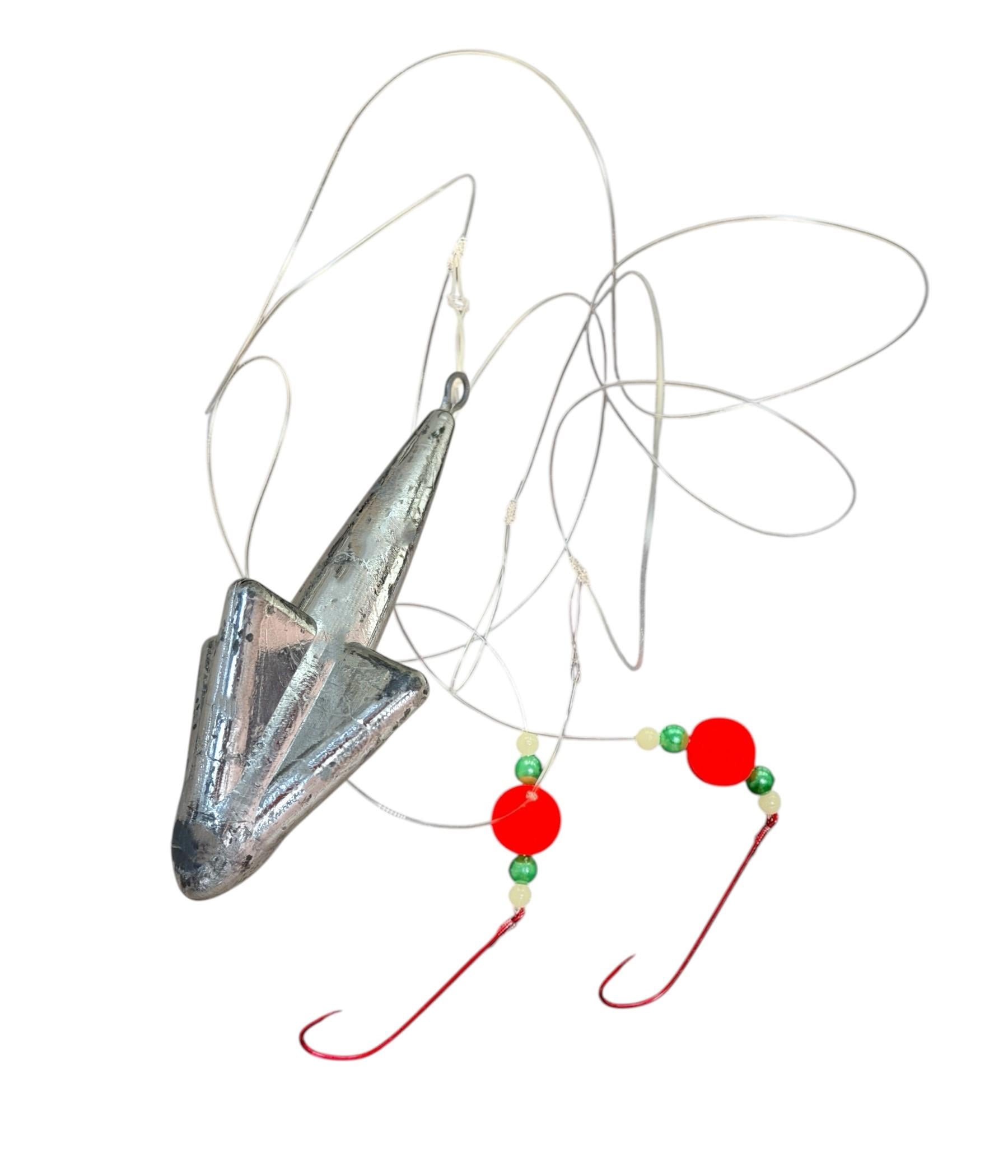 Готова оснастка Камбала Ракета 100 г 2 червоних гачки/2 червоних поплавця/світлонакопичувальні намистини (6541258947)