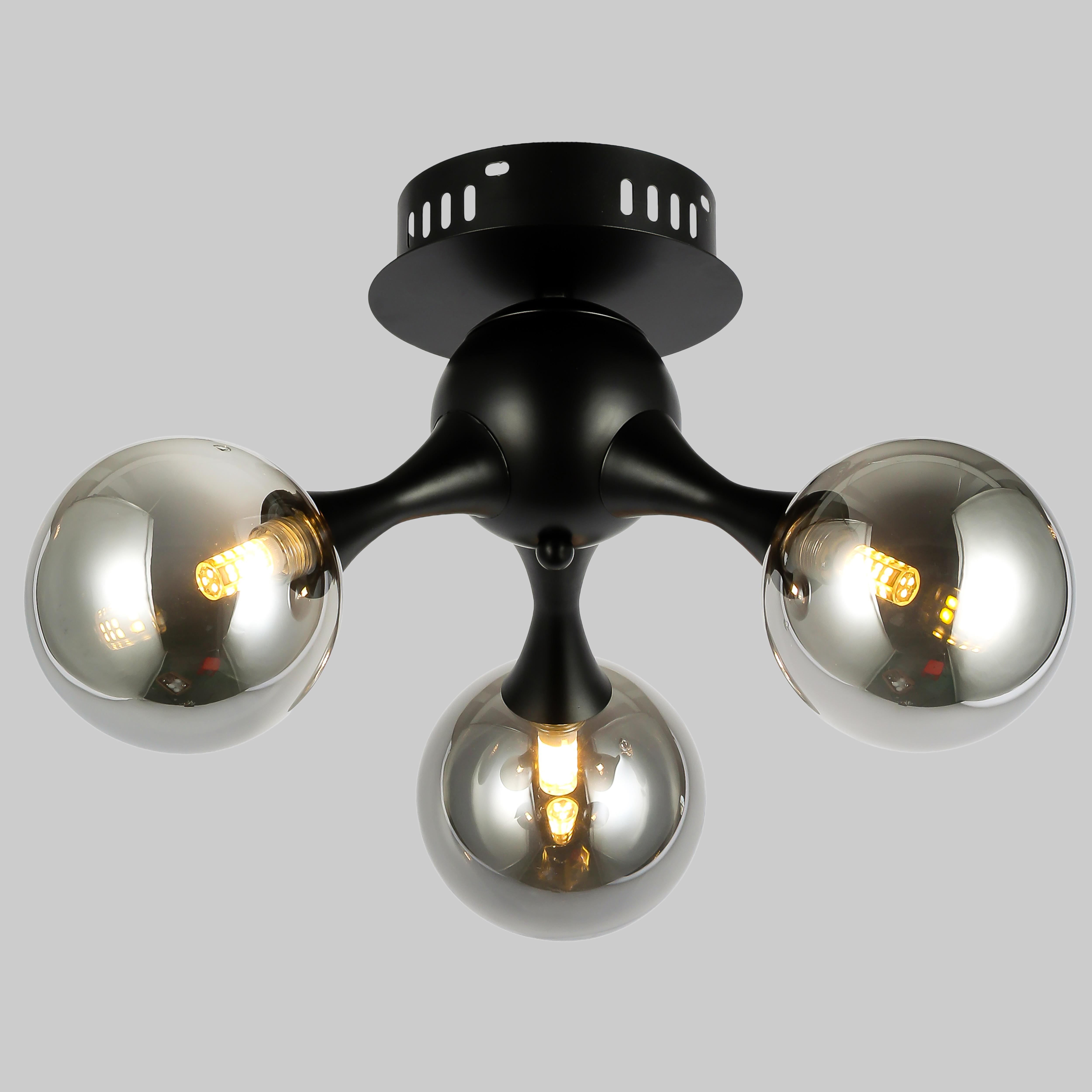 Люстра потолочная Молекула на 3 лампы Черный (52-9817-3 BK+BK)