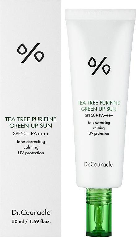 Солнцезащитный крем для нейтрализации покраснений Dr.Ceuracle Tea Tree Purifine Green Up Sun SPF 50+ PA++++ 50 ml (Tea Tree 50)
