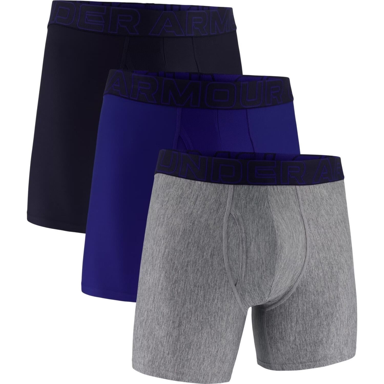 Трусы боксерки Under Armour PERFORMANCE TECH 6IN 3-PACK BOXERJOCK 1383878-400 3 шт. L Серый/Темно-синий/Черный (63868-51)