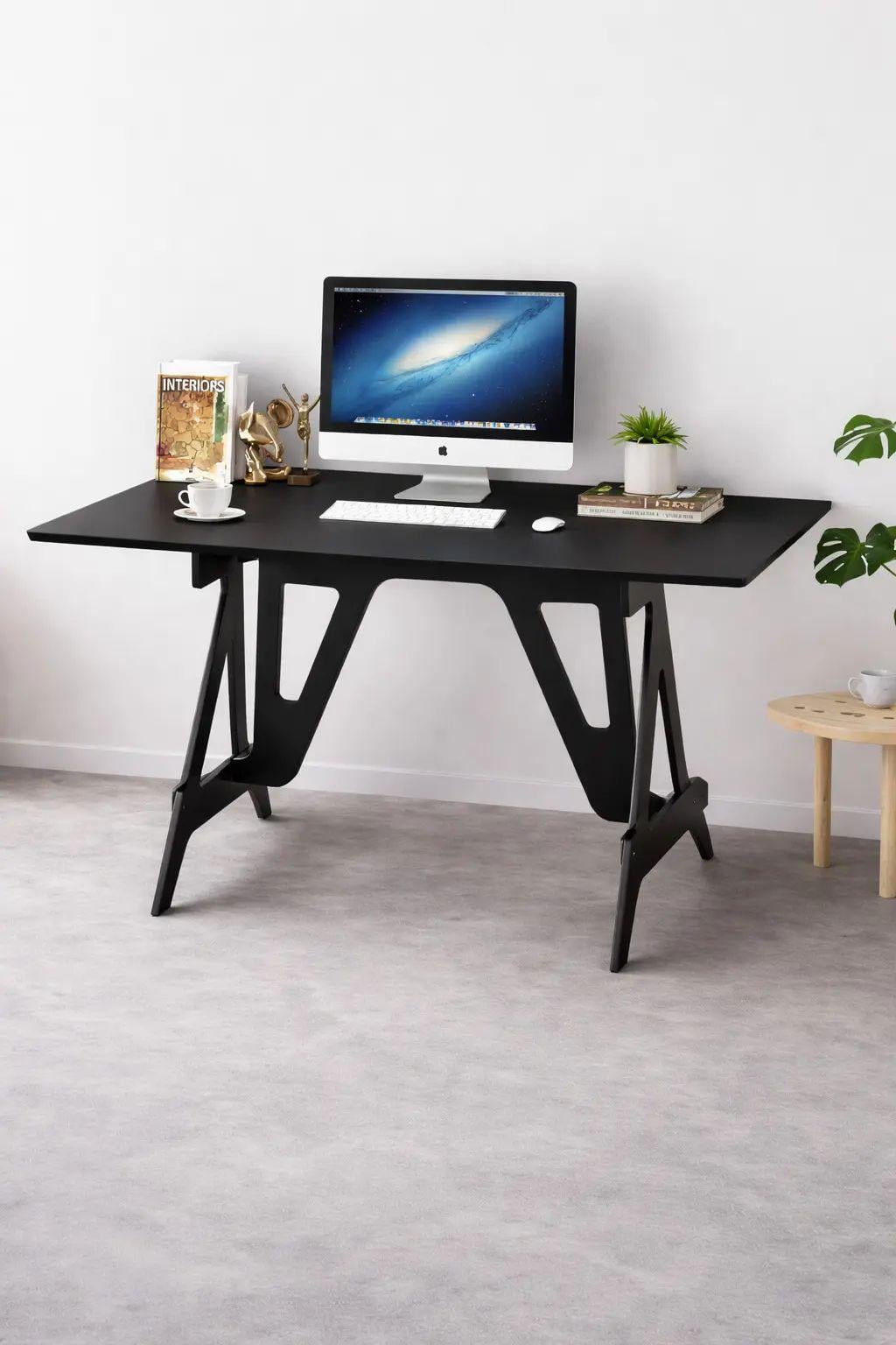 Столик интерьерный для дома под ноутбуки книги и аксессуары AND-1928 из МДФ 120х60х75 см Черный