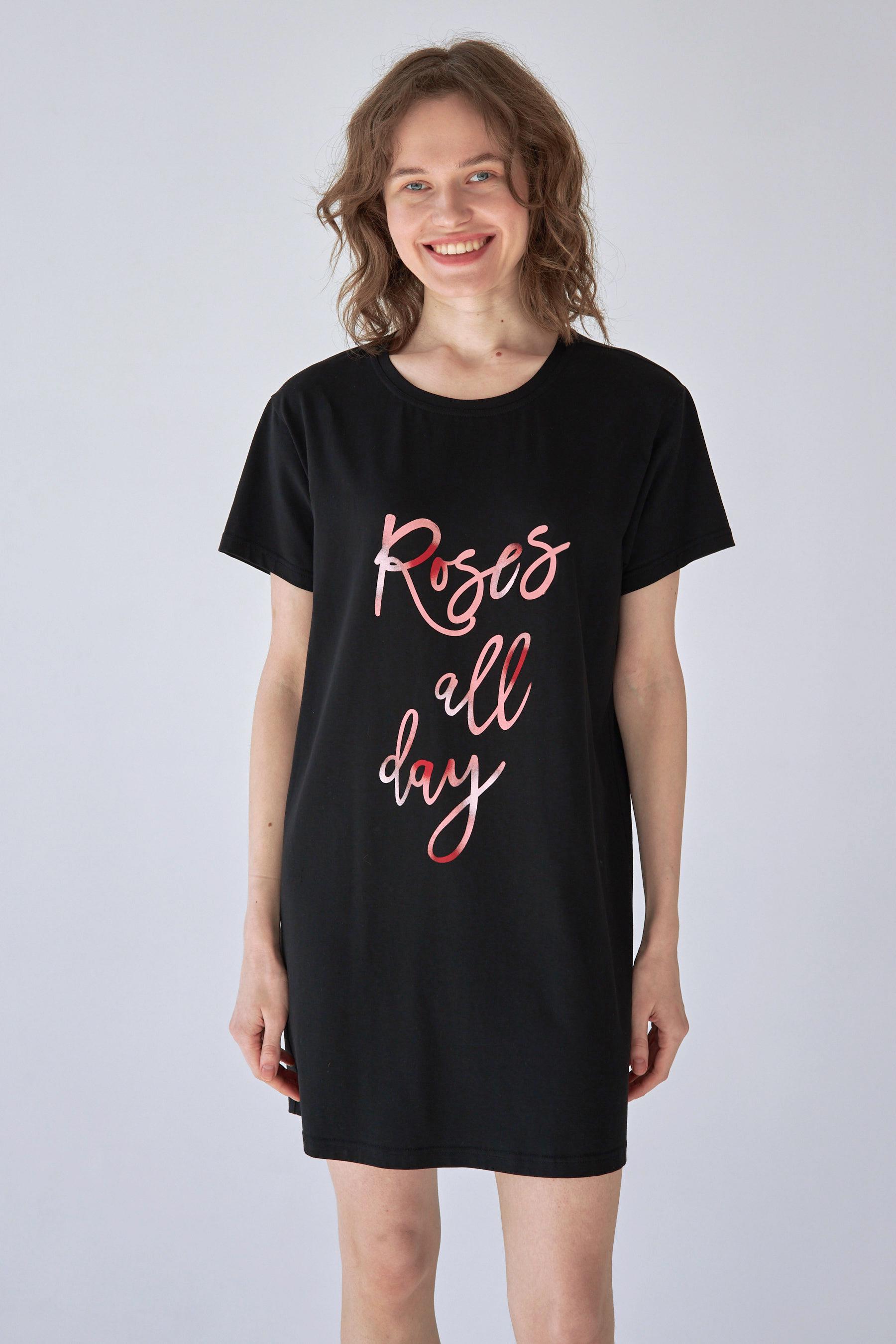 Ночная женская рубашка Ellen Roses all day LDK 129/00/07 S Черный