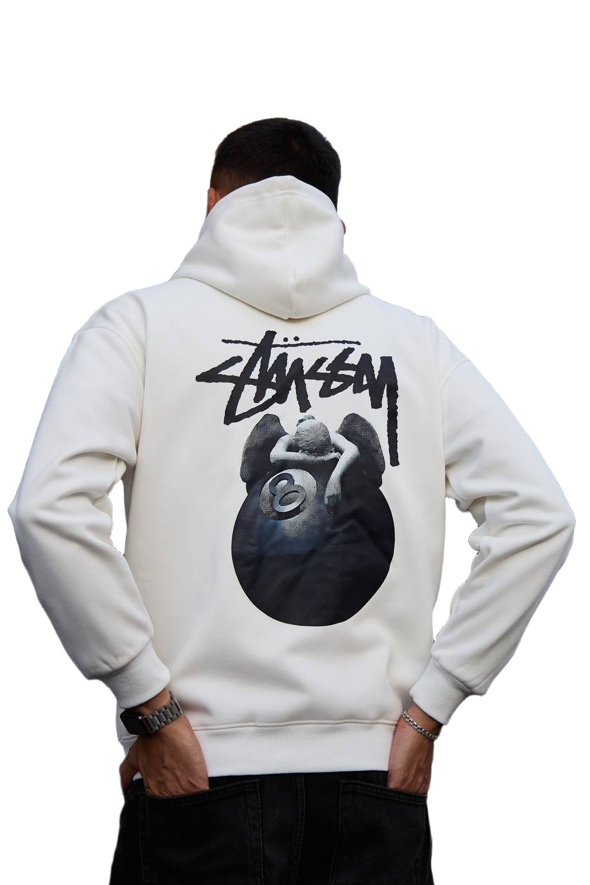 Худи мужское Stussy S/M/L/XL Черный/Белый