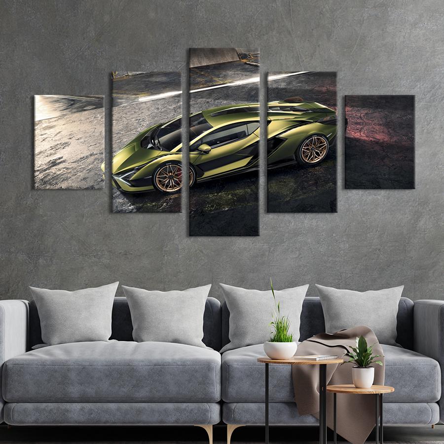 Картина на холсте Шикарный суперкар Lamborghini Sian 112x54 см (1251-52)