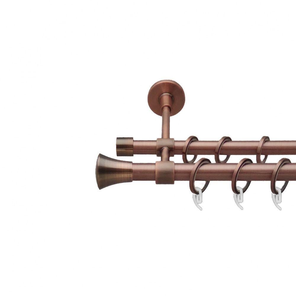 Карниз для штор Orvit Принц двухрядный гладкий 19\16 мм 300 см Античная медь (6938851)