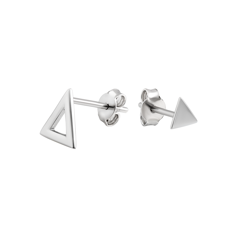 Серьги серебряные пусеты асимметричные треугольники без вставок