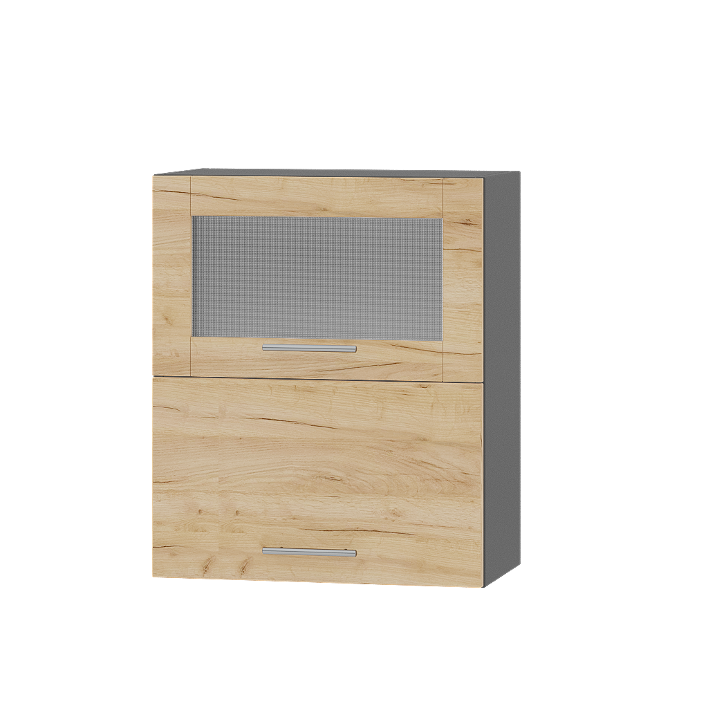 Шафа верхня Еверест Оптіма модуль Верх вітрина ВВГ14-600 60х30х72 см Дуб крафт золотий/Антрацит (06279)