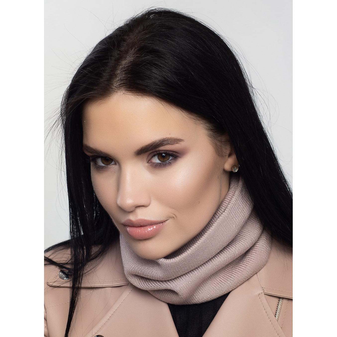 Снуд жіночий вовняний Leks Діалог one size Пудровий - фото 1 Снуд жіночий вовняний Leks Діалог one size Пудровий - фото 1