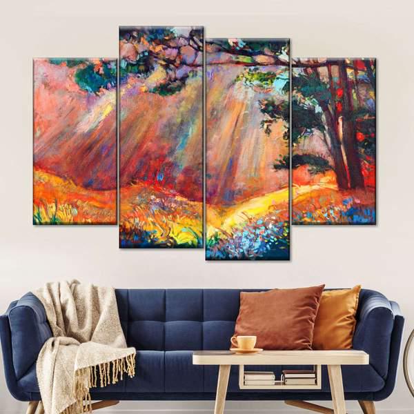 Модульная картина KIL Art Осенний парк из четырех частей 129x90 см (M4_L_217)