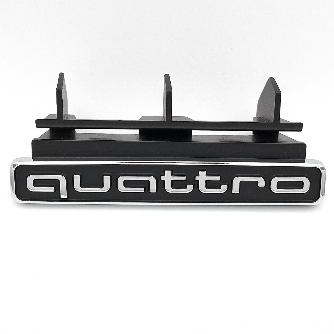 Эмблема радиаторной решетки Quattro Audi 95х14 мм Хром/Черный (Q5 FY)