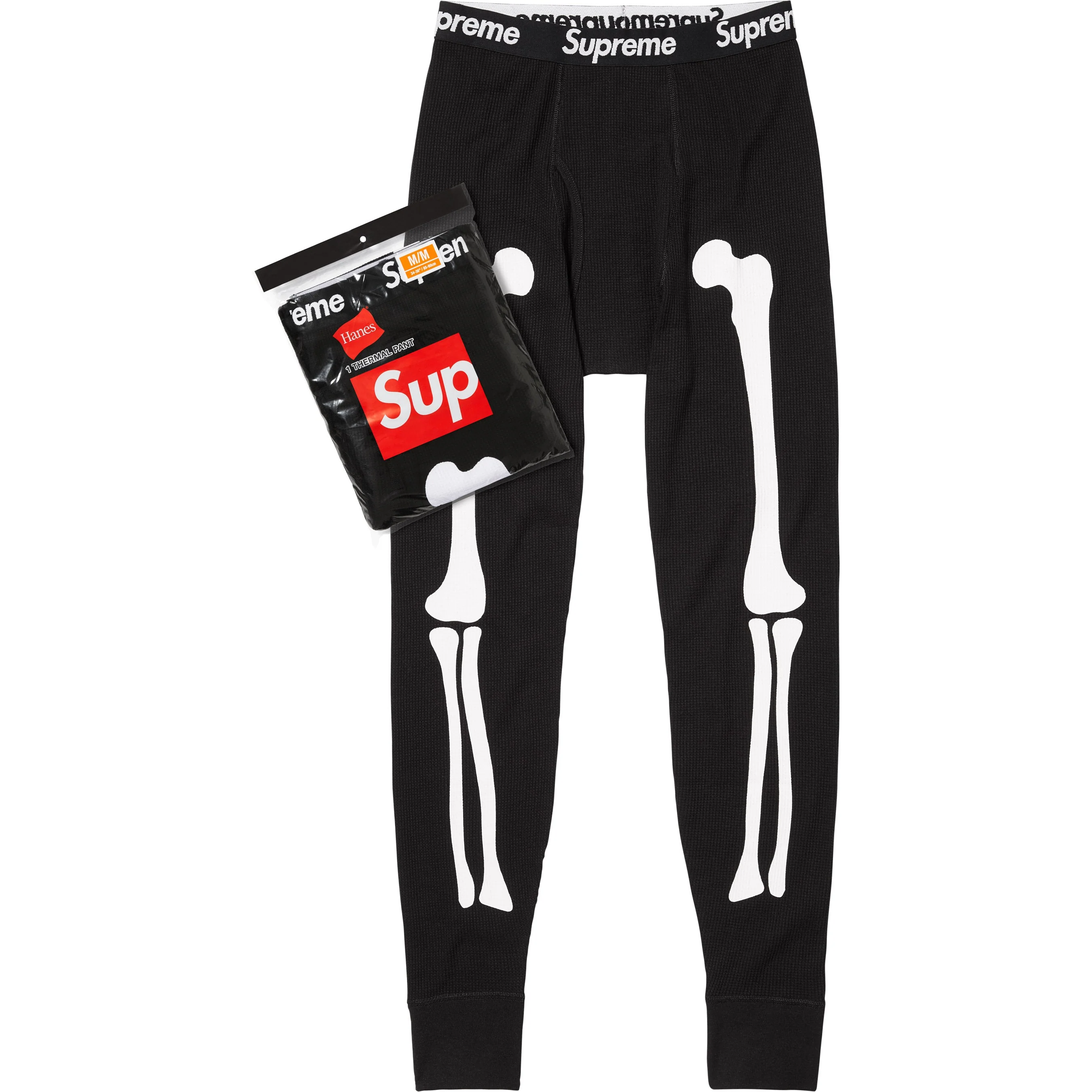 Термоштани Supreme/Hanes Bones Thermal Pant 2XL Чорний (23708473)