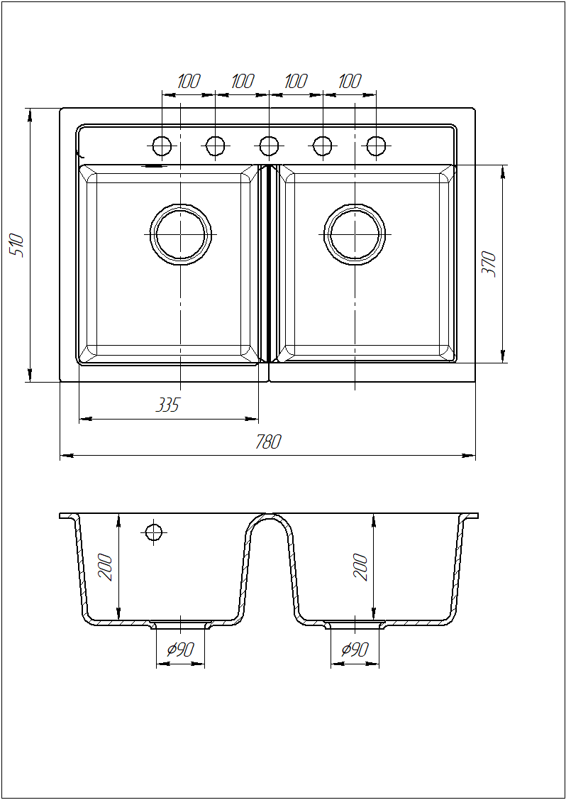 Мойка кухонная Solid Twin Черный - фото 6