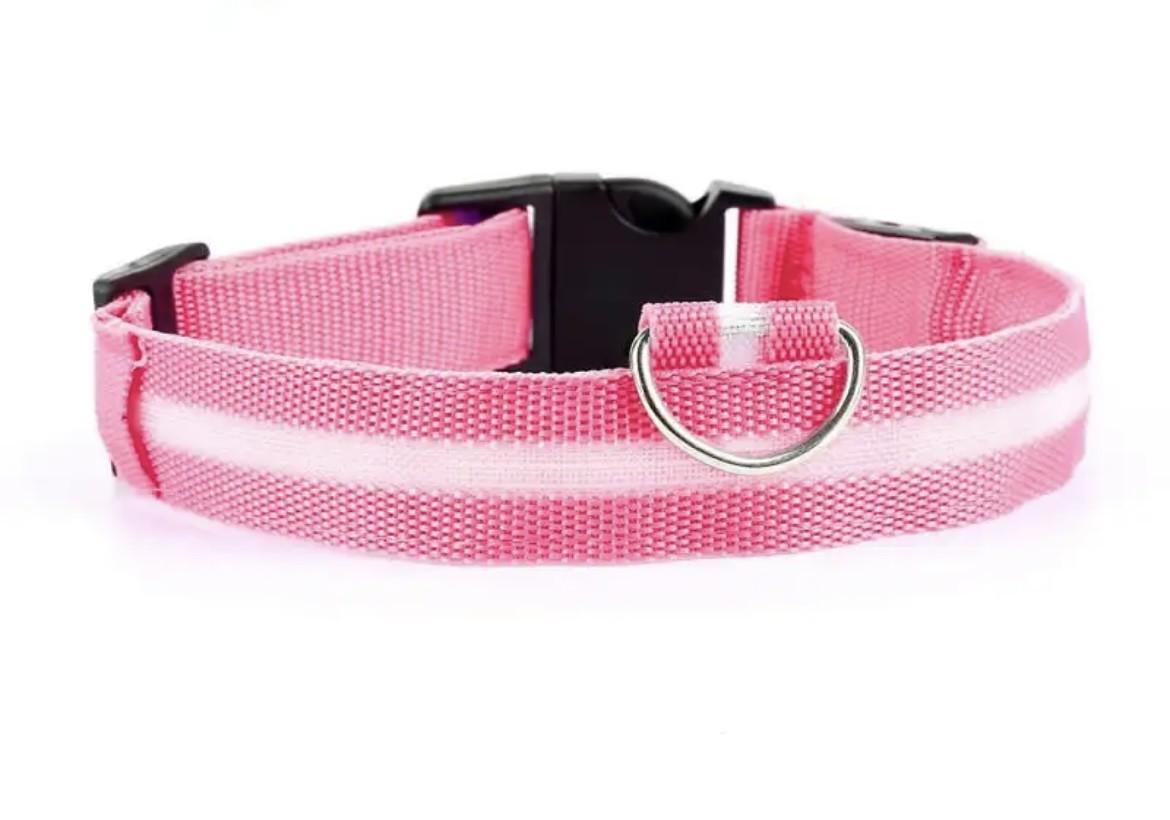 Ошейник LED светящийся для собак и кошек Pink Size XS 28-40 см