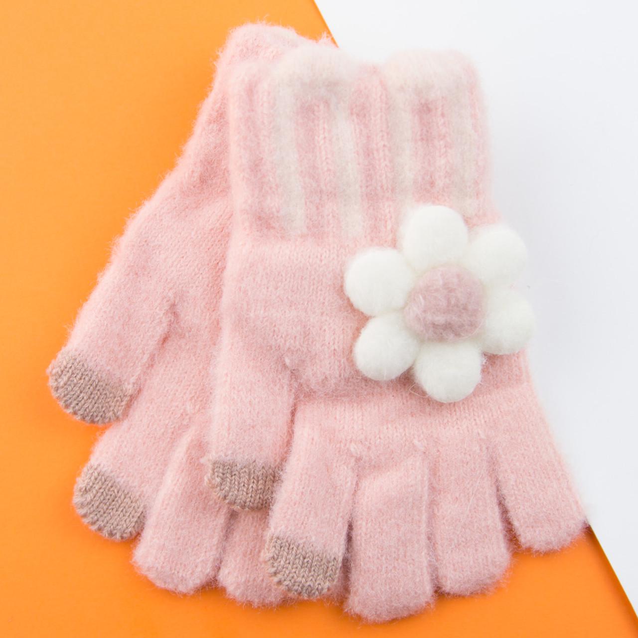 Перчатки для детей 4-6 лет сенсорные Цветочек 22-25-49 Розовый (DR009939