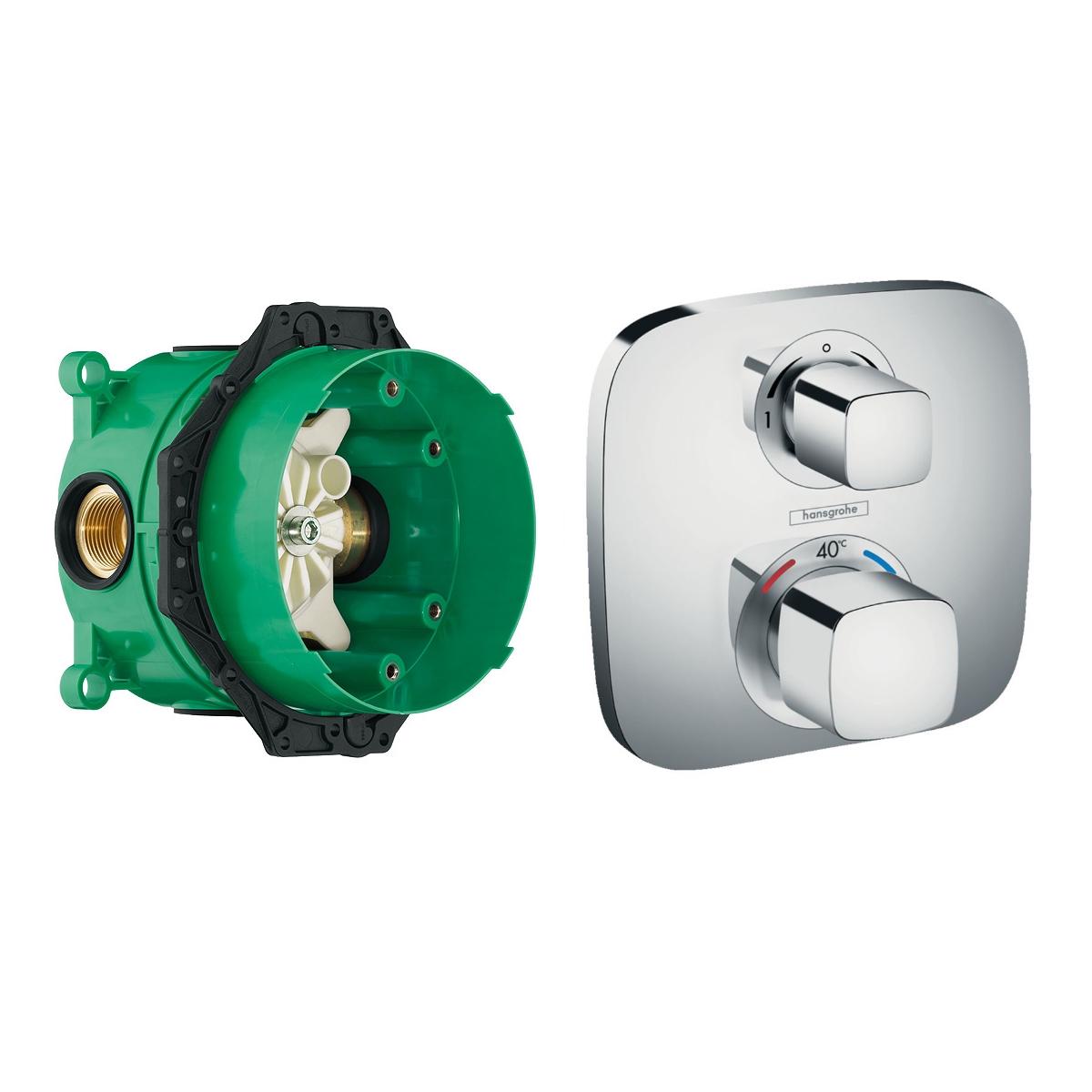 Смеситель скрытый Hansgrohe ECOSTAT E 15708000+01800180 с термостатом Хром (75515)