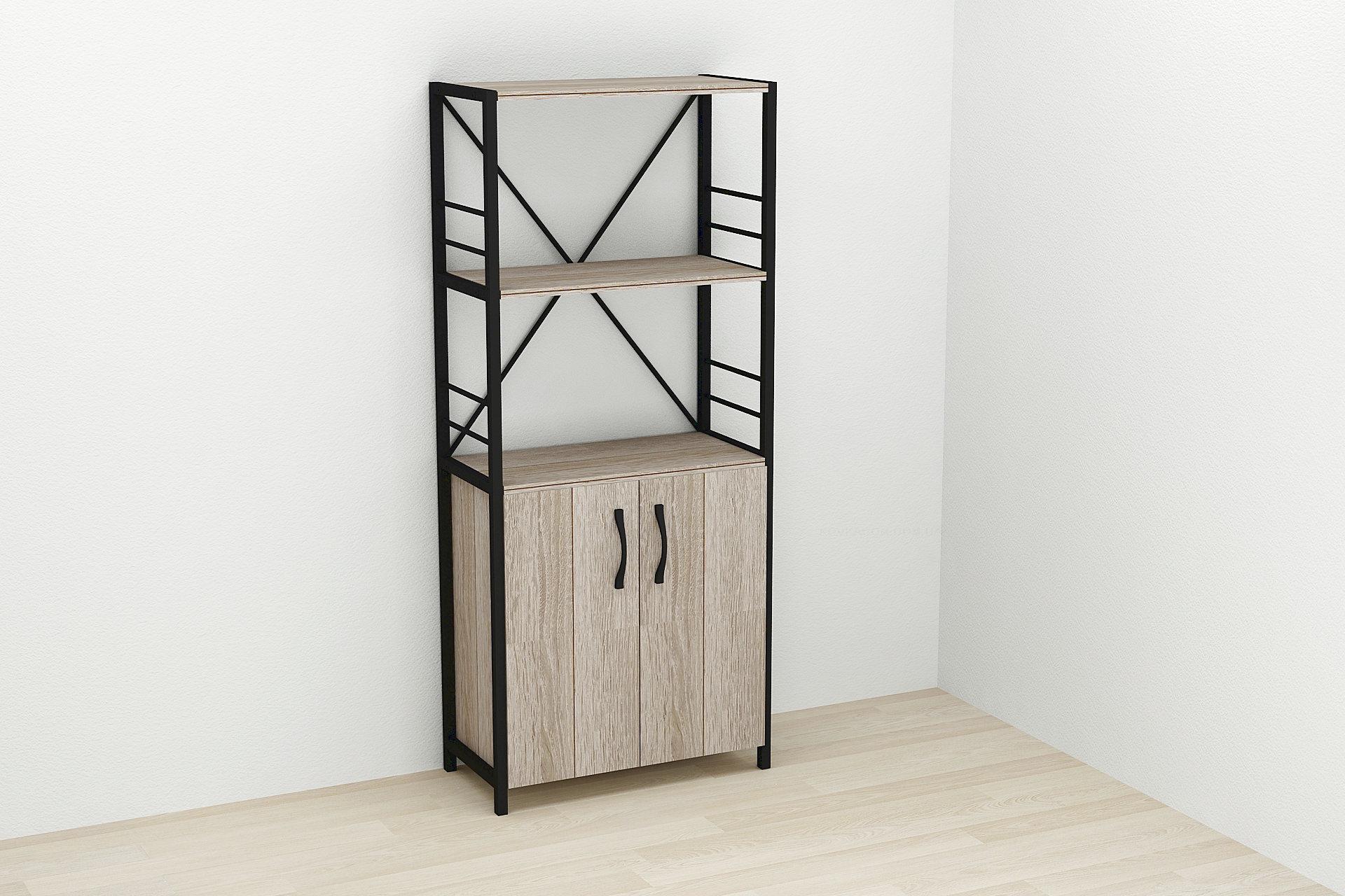 Етажерка Ferrum-decor Конект 3/60 з тумбою ДСП 144x60x28 см Чорний/Сонома Трюфель (FRD-104446) - фото 2