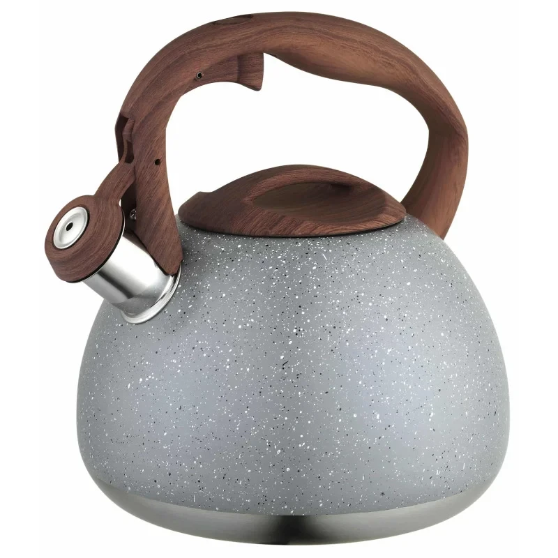 Чайник для плиты н/ж сталь со свистком и нейлоновой ручкой 2,7 л Серый (MX-12390E)