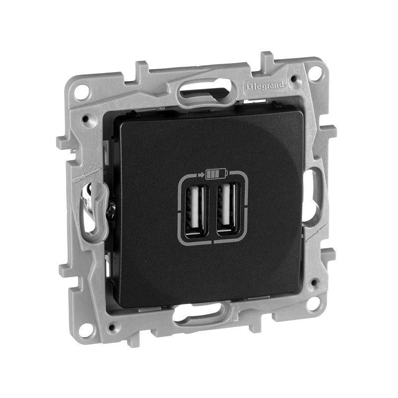 Розетка USB Legrand 672694 Etika пластиковая для врезного монтажа Антрацитовый