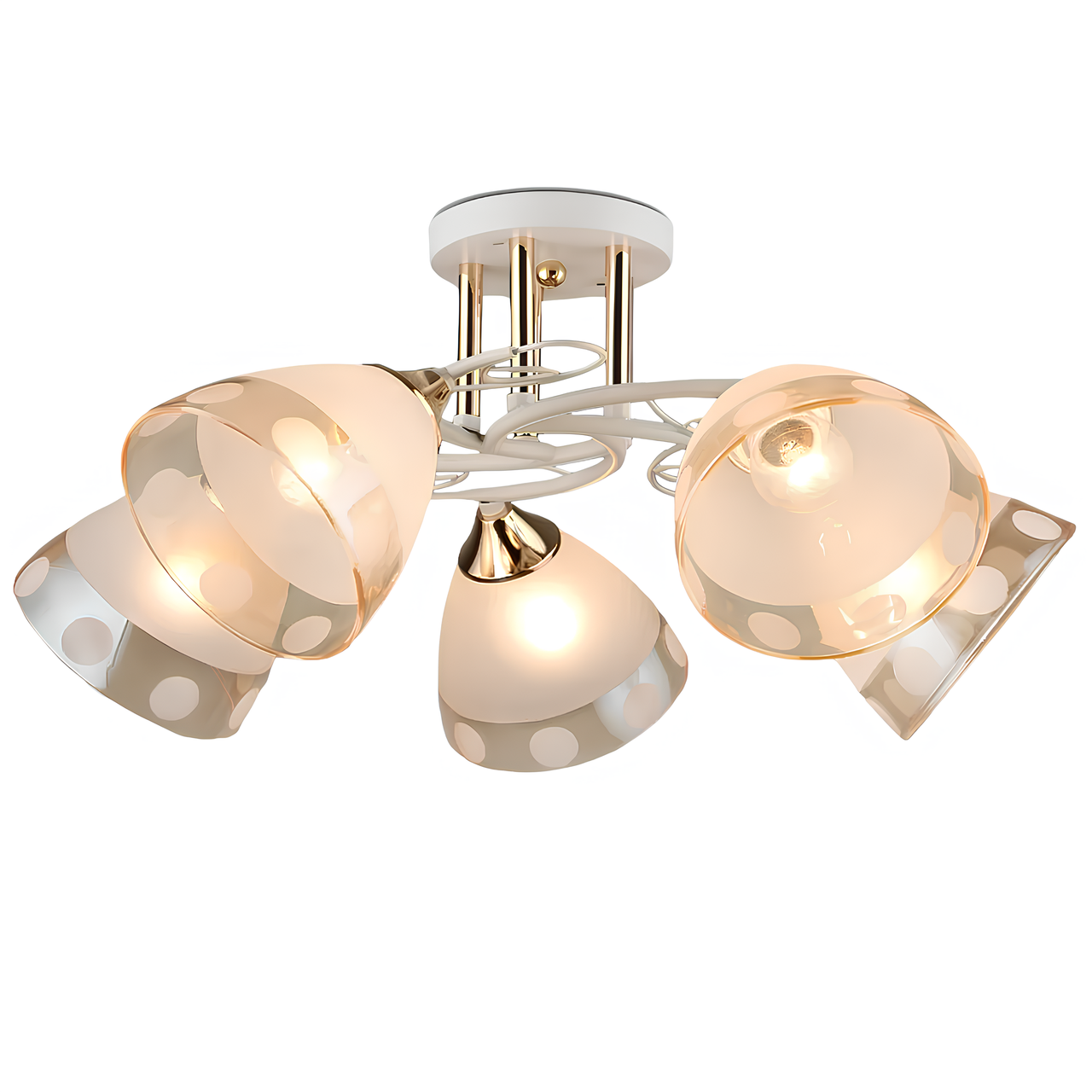 Люстра Svet на пять стеклянных плафонов под лампы Е27 Белый (SR-A3815/5 WT+FGD)