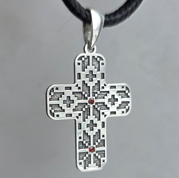 Серебряный кулон 925 проба крестик украинская вышиванка (2949908988)