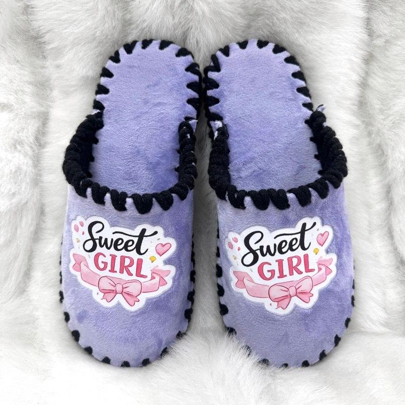 Домашние тапочки женские Sweet Girl велюровые с закрытым носком/фетровая подошва р. 36/37 Сиреневый (VE-21-222-36/37)