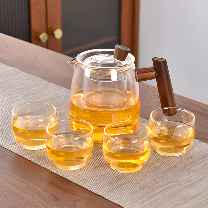 Чайный набор стеклянный чайник 550 мл с заварником и 4 чашки - фото 2 Чайный набор стеклянный чайник 550 мл с заварником и 4 чашки - фото 2