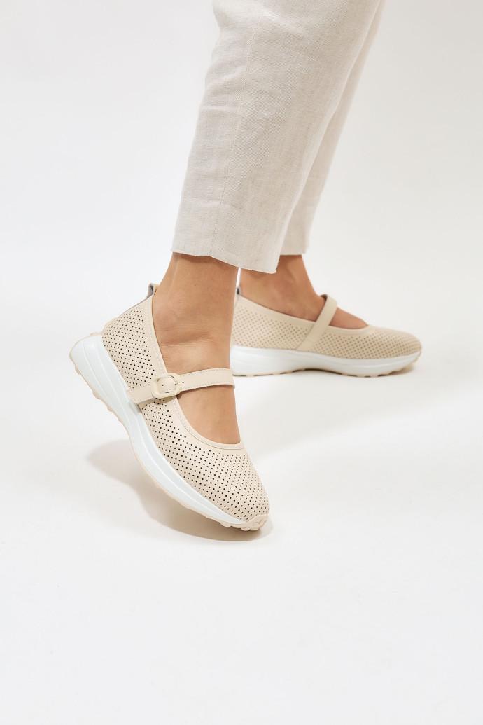 Мокасини жіночі ALLSY шкіряні р. 39 Бежевий (195201) - фото 5