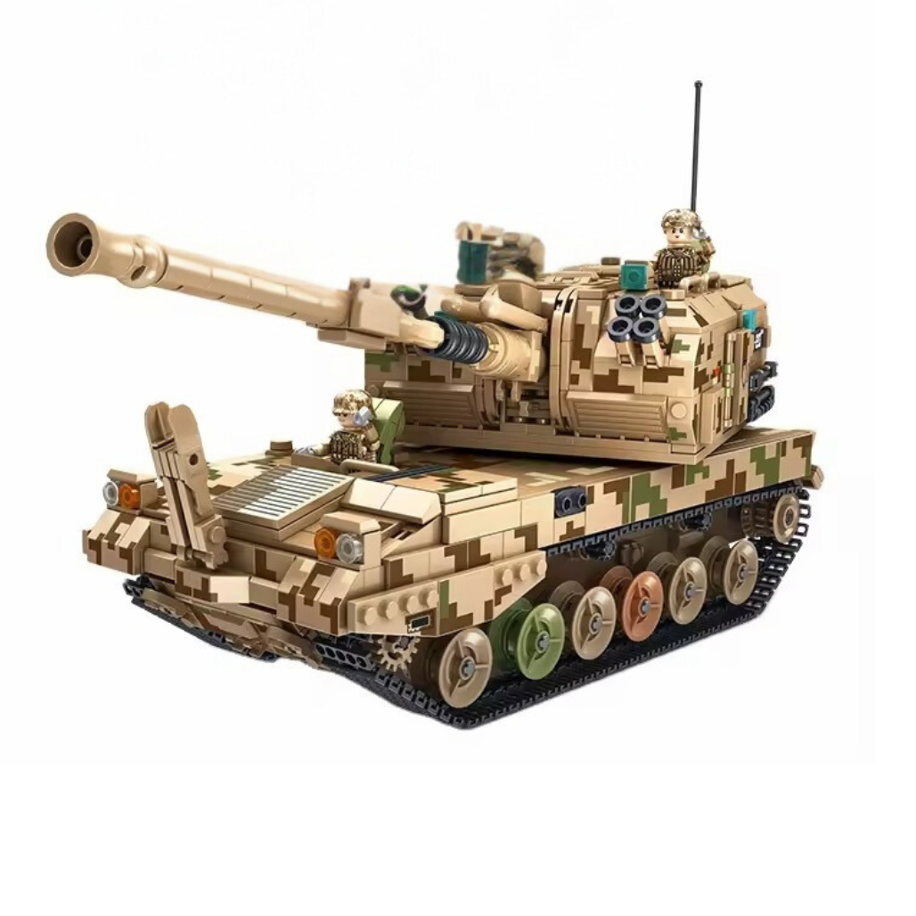 Конструктор детский игровой военный танк САУ 155 мм 1648 деталей Хаки