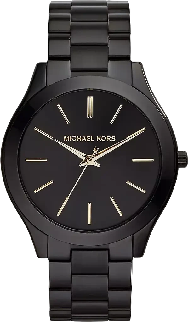 Наручний годинник жіночий Michael Kors Slim Runway MK3221 Total Black/Золотисті акценти