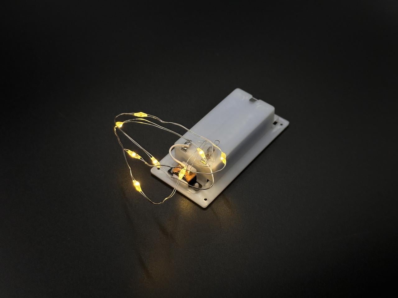 Светодиоды на батарейках 8 лампочек с корпусом 70 х 35 х 14 мм Желтый (AO-13)