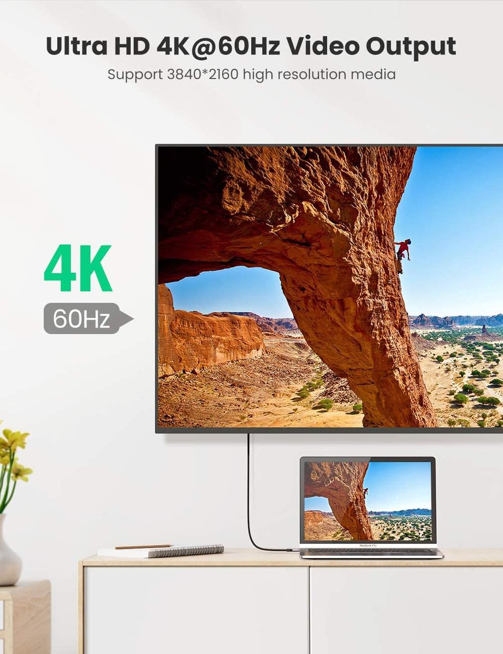 Кабель зарядный Ugreen USB Type-C to Type-C USB C 3,1 Gen 2 10 Gbps 4K с нейлоновой оплеткой 1 м (US355) - фото 3