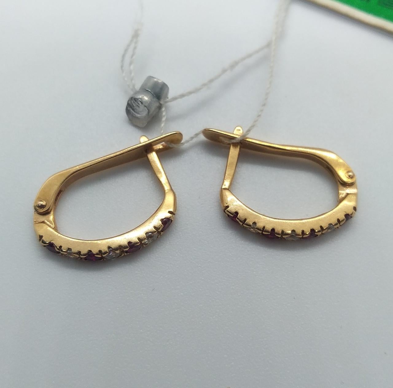 Серьги золото дорожка имитация рубин 585° 3,14 г (1584153207)