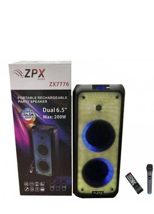 Колонка аккумуляторная ZPX-7776 partybox c радиомикрофоном 150W/USB/BT/FM/TWS