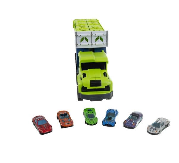 Грузовик детский игрушечный трек и 6 машинок