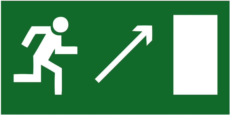 Знак эвакуации с белой стрелкой справа вверх Зеленый (д-8006)