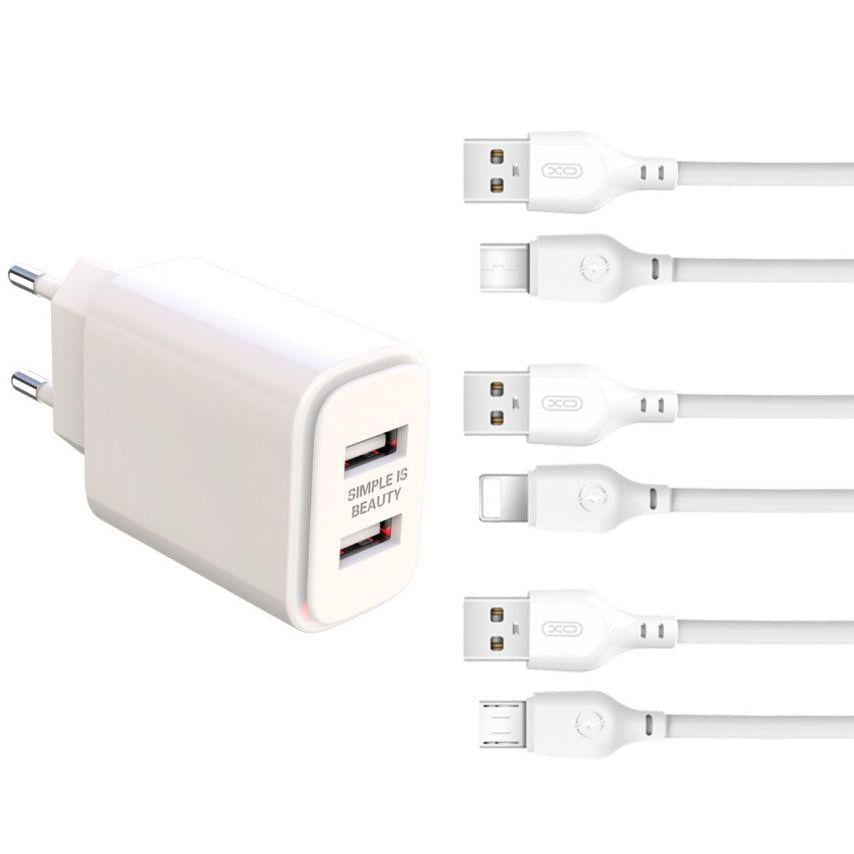 Мережевий зарядний пристрій Xo L90C 2xUSB 2,4A White - фото 3