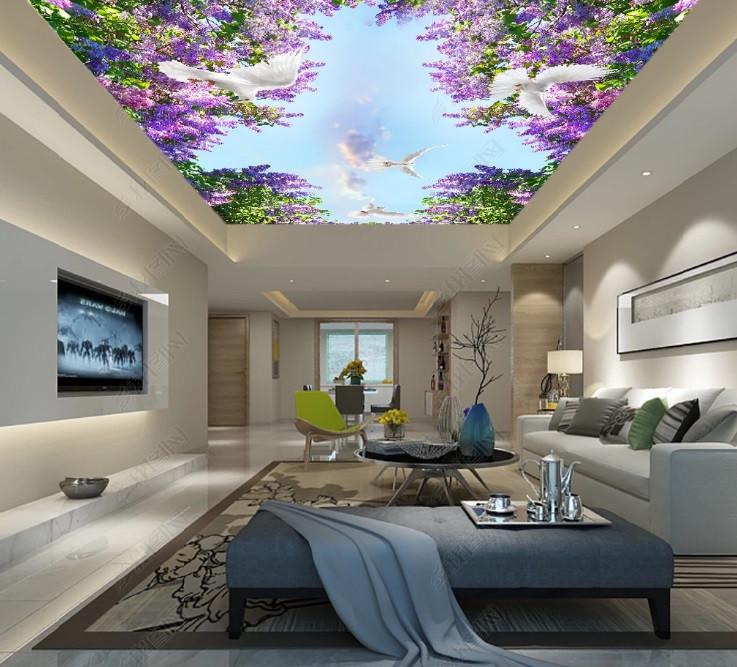 Фотообои 3D флизелиновые цветочные для спальни/зала/кухни Лавандовое небо
