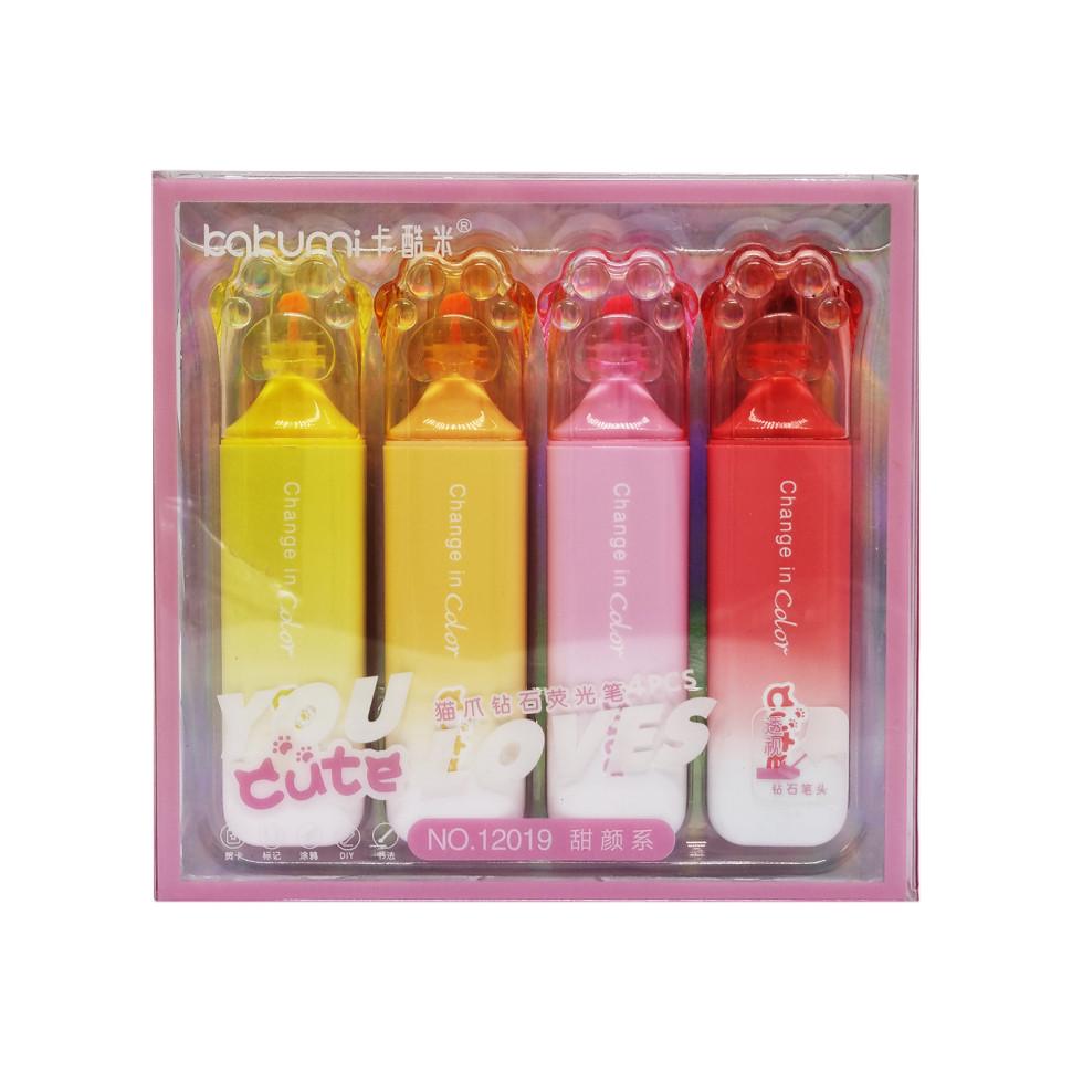 Набор фломастеров Кошачья лапка Kakumi со скошенным краем 4 цвета Разноцветный (AF-271-F-24)