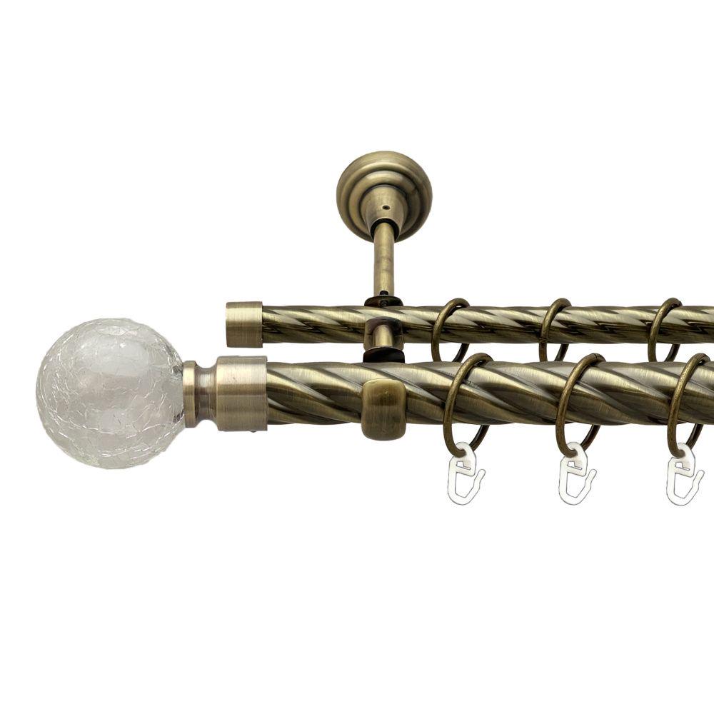 Карниз Orvit Сепія металевий дворядний відкритий скручена труба кільце металеве 25/16 мм 300 см Антик (00-00018100)