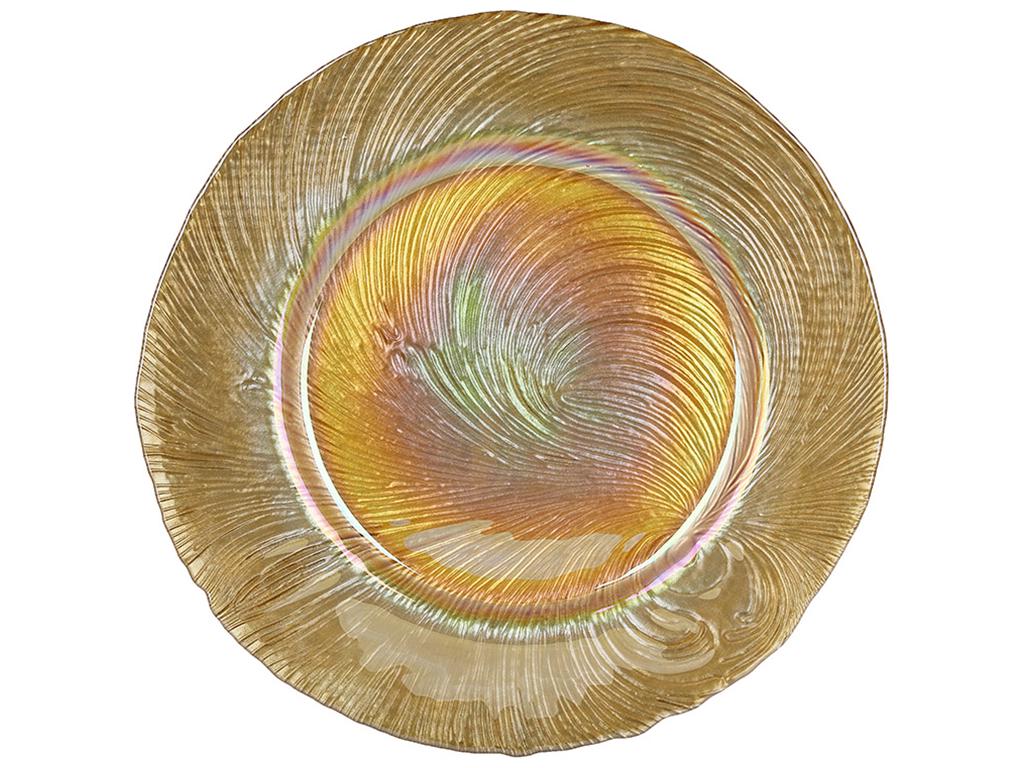 Блюдо стеклянное 32,8х2,5 см Золотой перламутр (BDI-992-184) - фото 1 Блюдо стеклянное 32,8х2,5 см Золотой перламутр (BDI-992-184) - фото 1