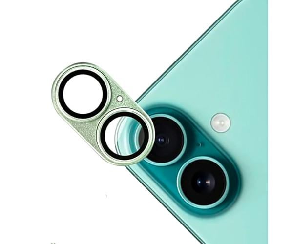 Защитная рамка со стеклом Tempered Glass для iPhone 16 / 16 Plus на заднюю камеру Зеленый
