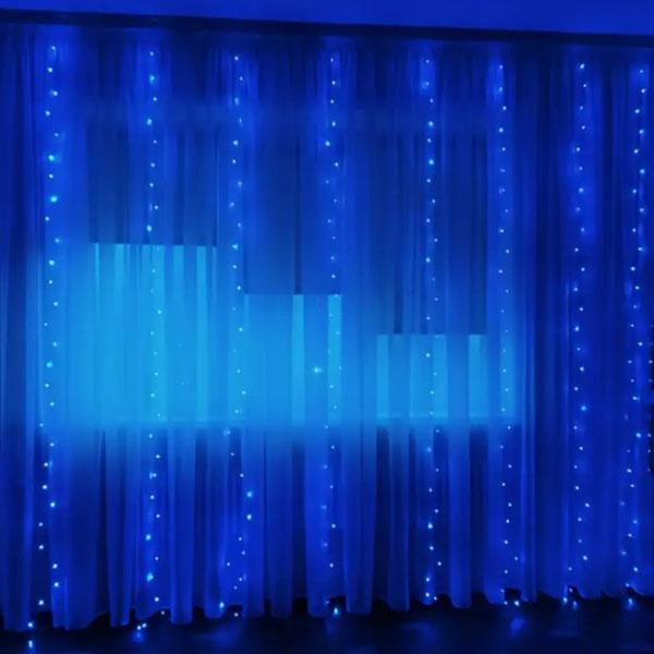 Гирлянда на штору новогодняя Капля росы 200 LED 220 В 3х2 м Синий (LG-173302BL)