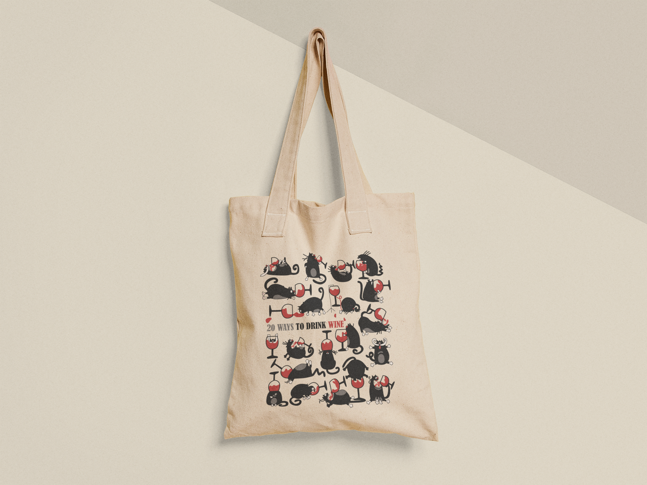 Эко-сумка с принтом "20 ways to drink wine" 38х40 см Бежевый (ПН472-Т) Эко-сумка с принтом "20 ways to drink wine" 38х40 см Бежевый (ПН472-Т)