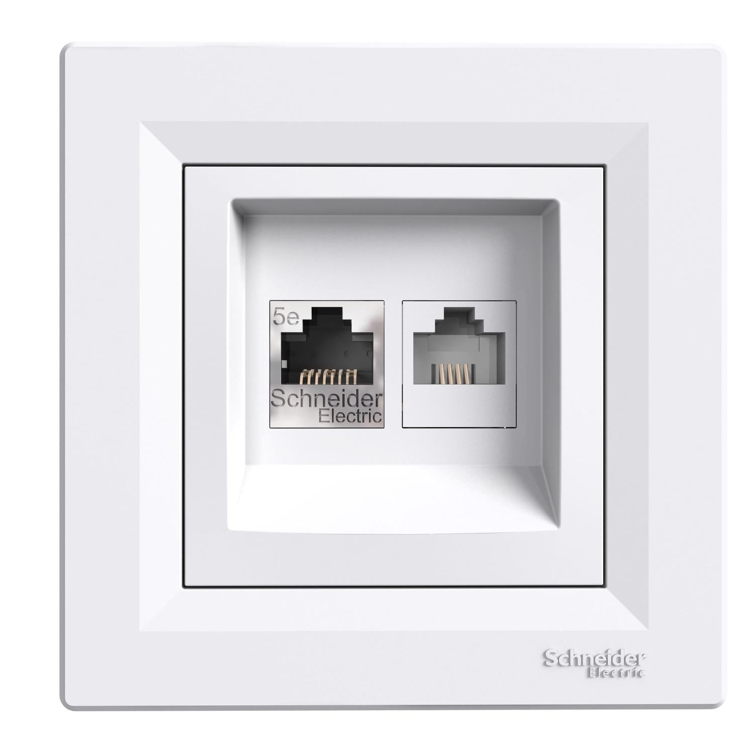 Розетка компьютерная/телефонная Schneider Electric Asfora RJ45/RJ12 кат. 5Е UTP Белый (EPH4900121)